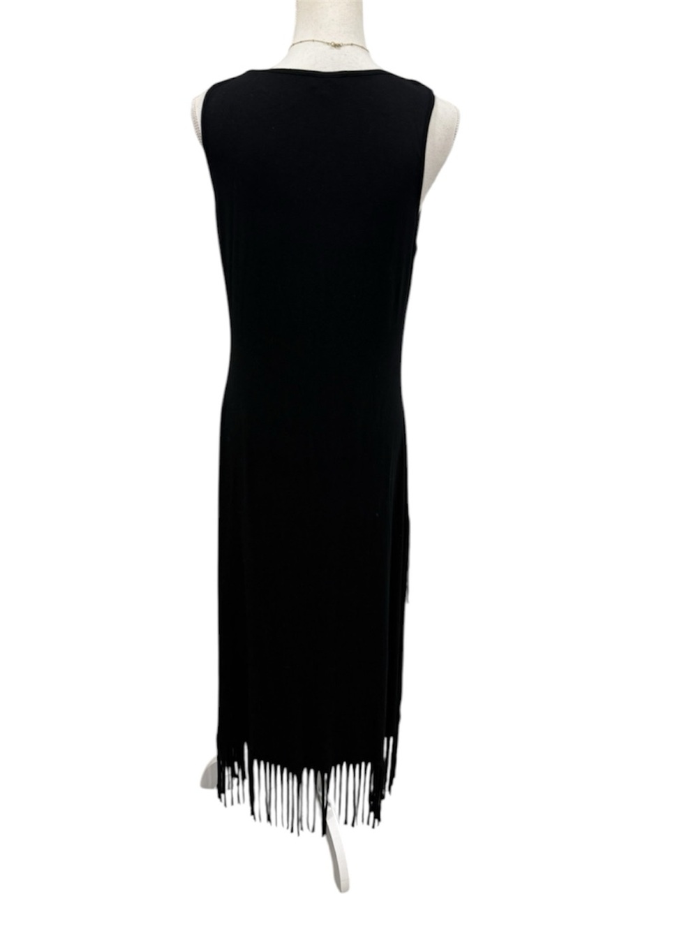 Spense Black Knit Fringe Hem Maxi Dress - Picture 4 of 12